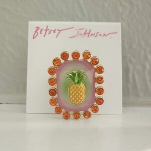 NWT Betsey Johnson Backyard Pineapple Novelty Cocktail Ring